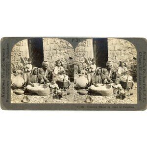 Antique Keystone Stereoview Card P131 Grinding Wheat By Hand In Palestine#21